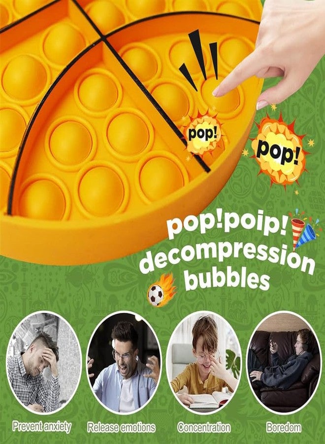 QETRABONE 4 Pcs Fidget Toys, Sports Push Bubble Pop Fidget Sensory Toy Football Basketball Baseball Rugby, Squeeze Toys Set for ADHD Autism Stress Relief Toy Gift - Image 5